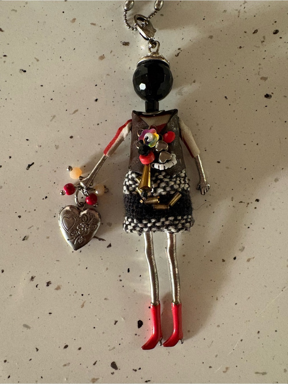 Paris RS Whimsical Doll Pendant Necklace Working Heart Locket Intricate Details